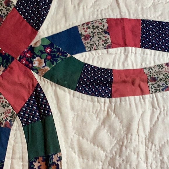 💍  DOUBLE Wedding RING QUILTED SHAM  Patchwork   100% COTTON  NWOT - Picture 8 of 16